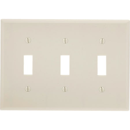 Leviton 3-Gang Plastic Toggle Switch Wall Plate, Light Almond 000-78011